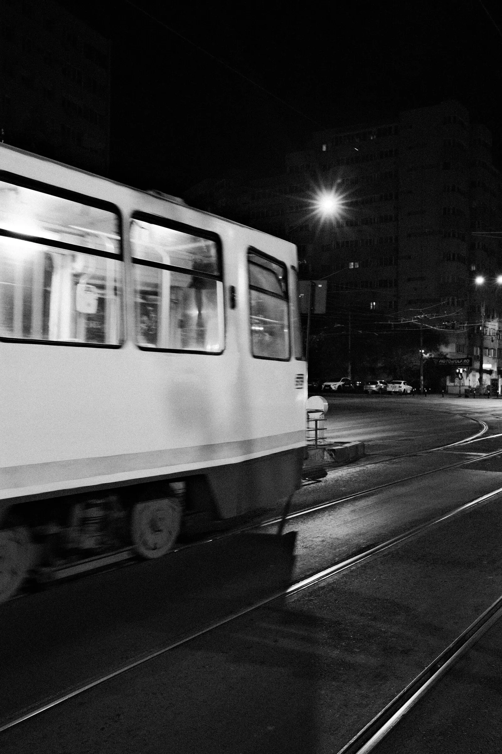 Tram at night · Romania