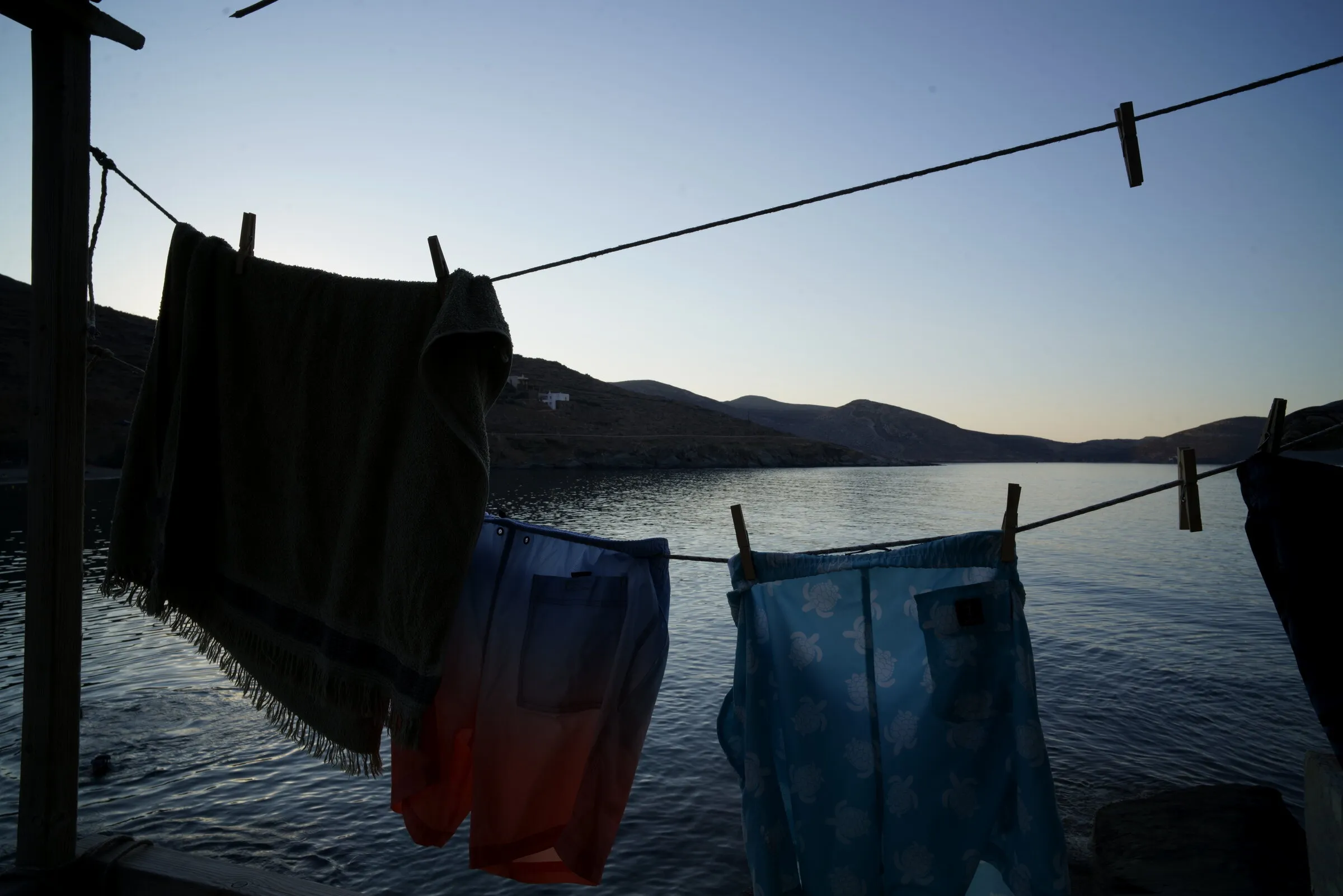 Laundry at dusk · Tinos