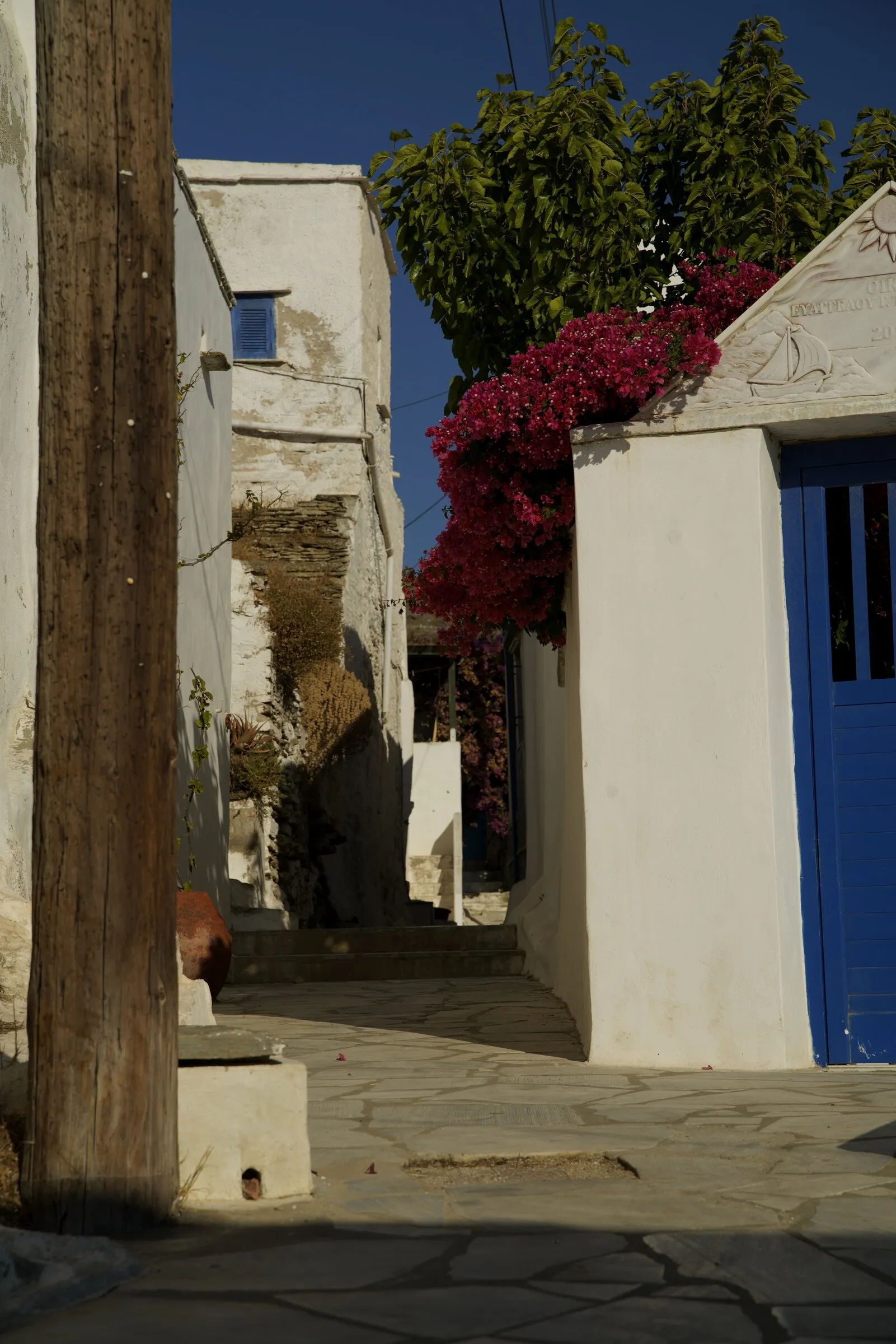 Bougainvillea alley · Tinos